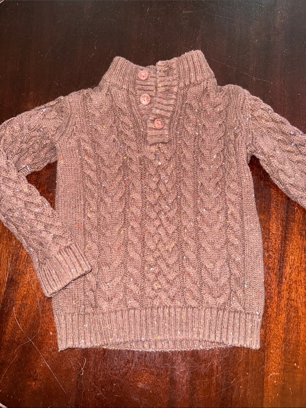 Gymboree Cable-Knit Turtleneck Sweater in Taupe with Speckle